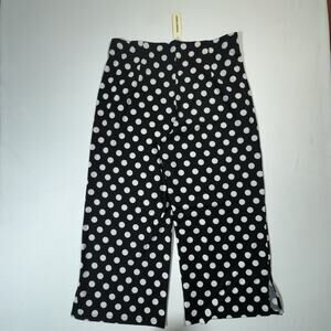Agnes Orinda Black White Polka Dot Wide Leg Pants Cropped Size 1X NWT